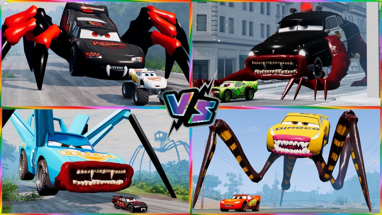 Mcqueen Monster😈 Spiderman Mcqueen🕷️ New Monster truck🤯 Mcqueen Zombie🤩
