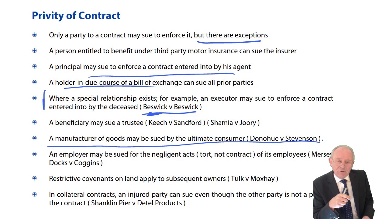 Privity of Contract, Pinnell and its Exceptions - ACCA Corporate and Business Law