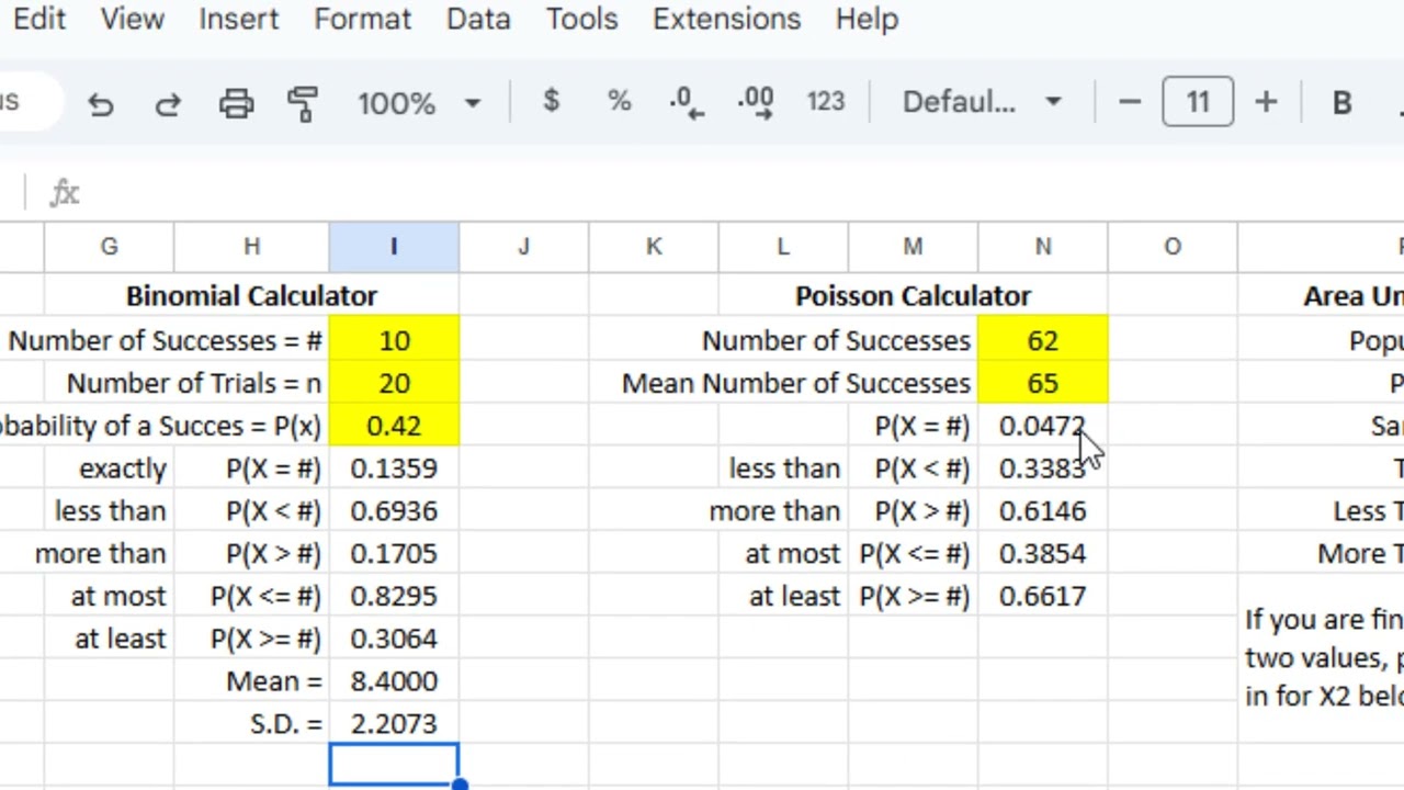Создание калькулятора в Excel/Google Sheets — Распределения вероятностей