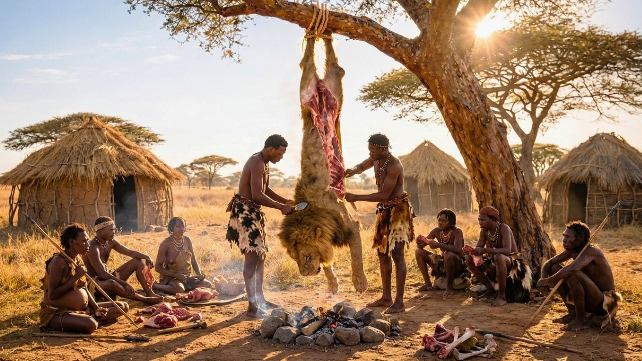 Life Million Years Ago | Primitive Humans Discovered Spears, Fire, and Cooked Meat