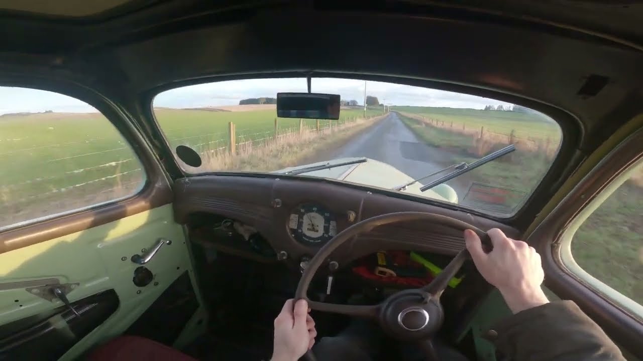 Short drive in 1953 Ford Anglia