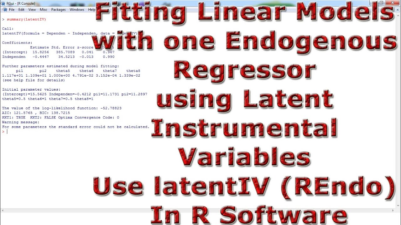Linear Models one Endogenous Regressor Latent Instrumental Variables Use latentIV (REndo) R Software