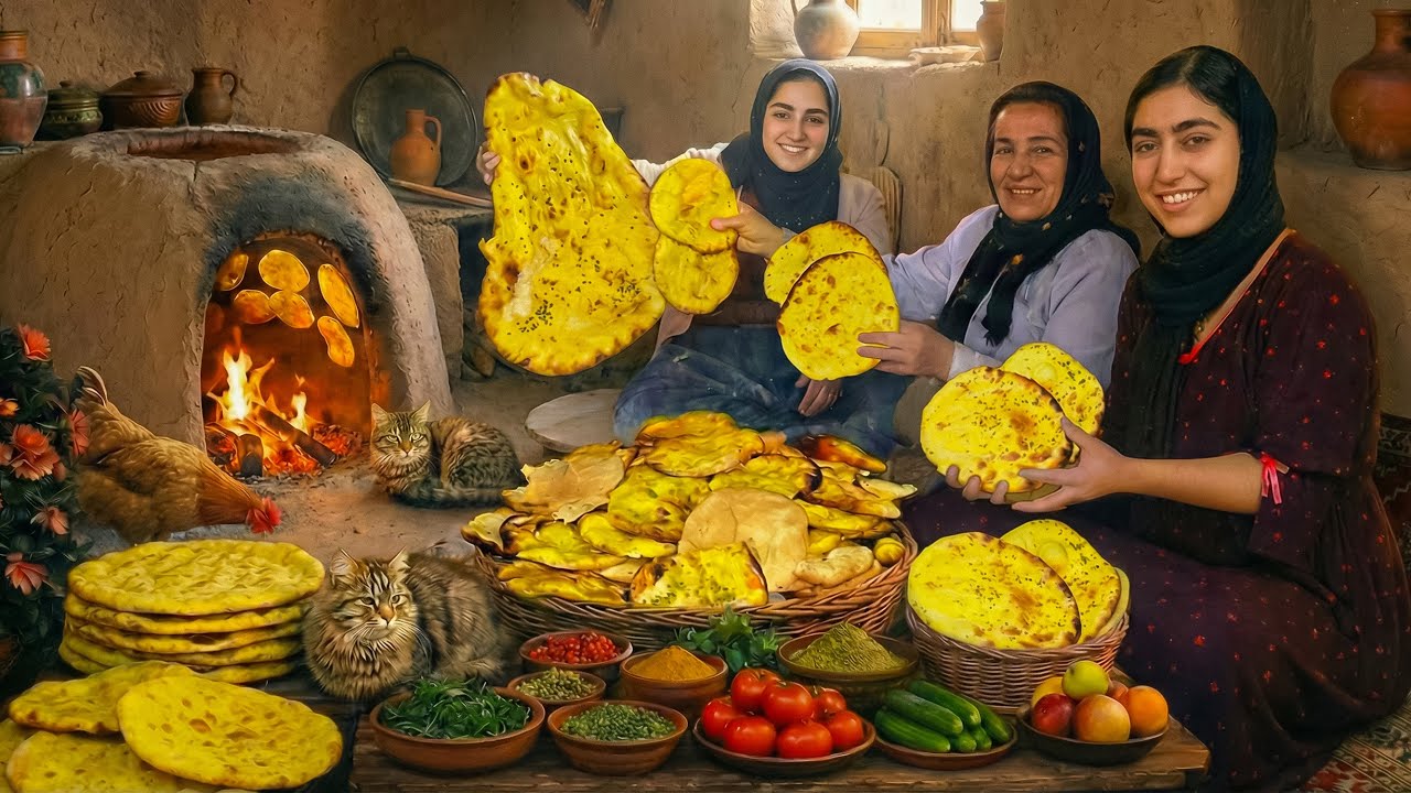 Ancient Iranian Village Bread | Traditional Rustic Clay Oven Baking