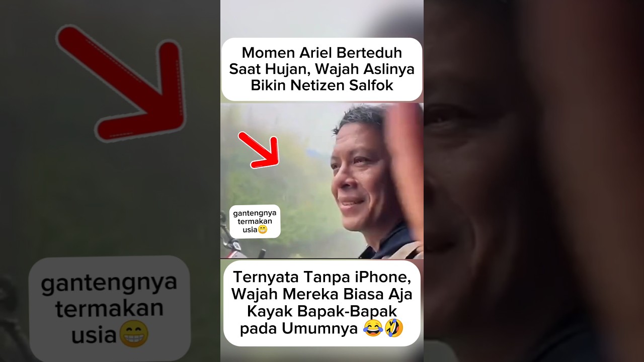 Momen Ariel Berteduh, Wajah Aslinya Bikin Salfok #arielnoah #shortvideo