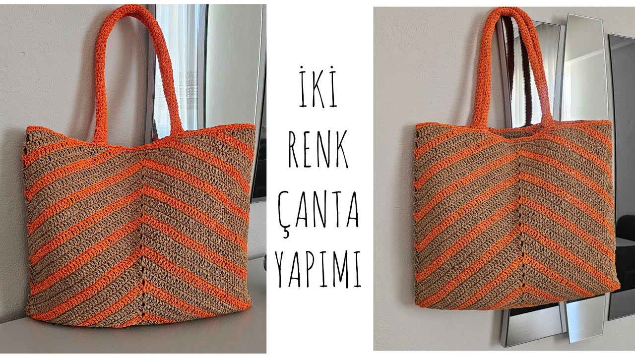 KAĞIT İPTEN İKİ RENK HARİKA BİR ÇANTA YAPIYORUZ🧶