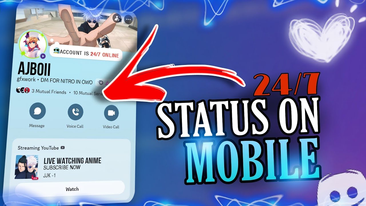 HOW TO SET DISCORD STREAMING STATUS ON MOBILE [without streaming] | 24/7 STREAMING STATUS.