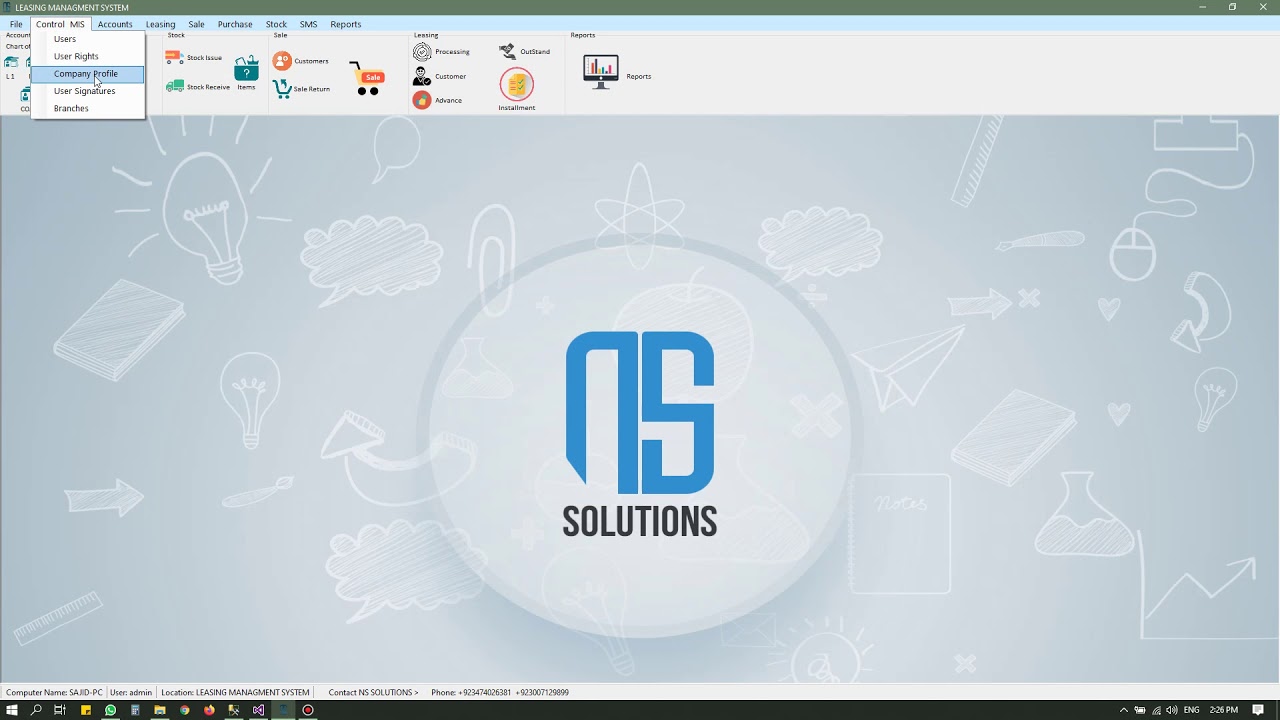 NS SOLUTIONS SOFTWARE DEMO (CONTROL MIS)