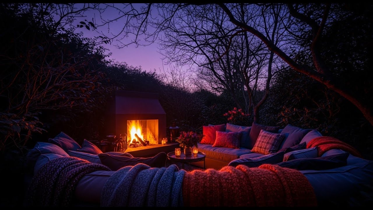 Cozy Fireplace at Dusk 🌲🔥 Relaxing Nature Ambience for Sleep & Calm