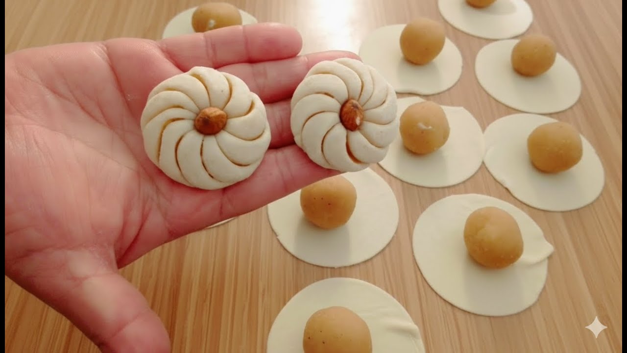 حلوى اللوز (الوردة) اقتصادية وراقية 🍪 عجينة ناجحة بدون تعقيدات وحشوة لذيذة