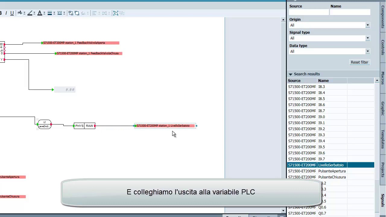 PLCSIM Advanced e SIMIT insieme per simulare il comportamento di valvola e serbatoio