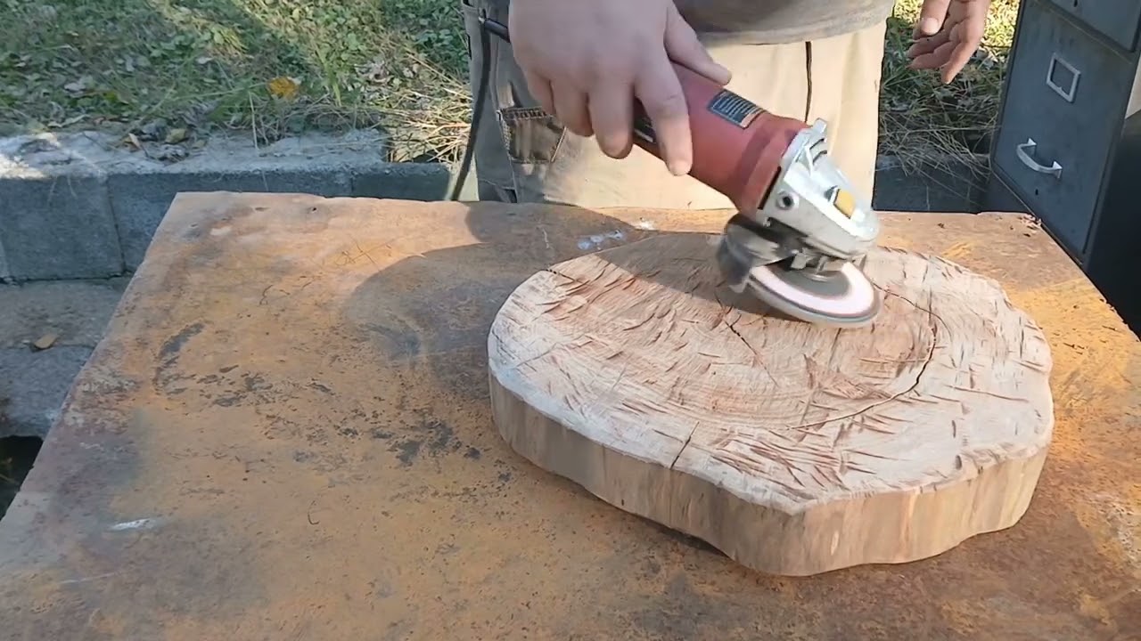 Sanding oak with a flap disk