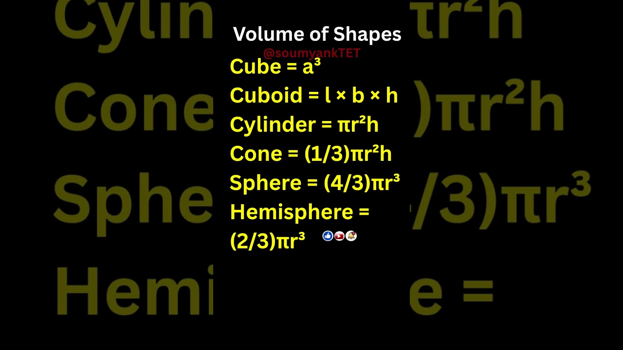maths volume of shapes formulas #kartet #ctet #mathsformula  #mathstricks  #shorts