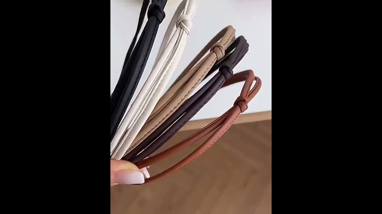 Korean Vintage Knotted Thin PU Leather Solid Color Headband Simple Temperament Elegant Hair Band Ha