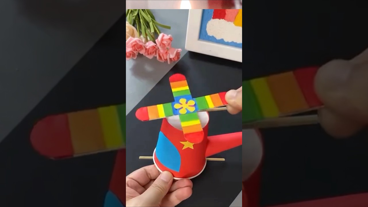 How To Make Paper Cup Helicopter 🚁|Flying Helicopter #diy #helicopter #artisthack #artandcraft #art