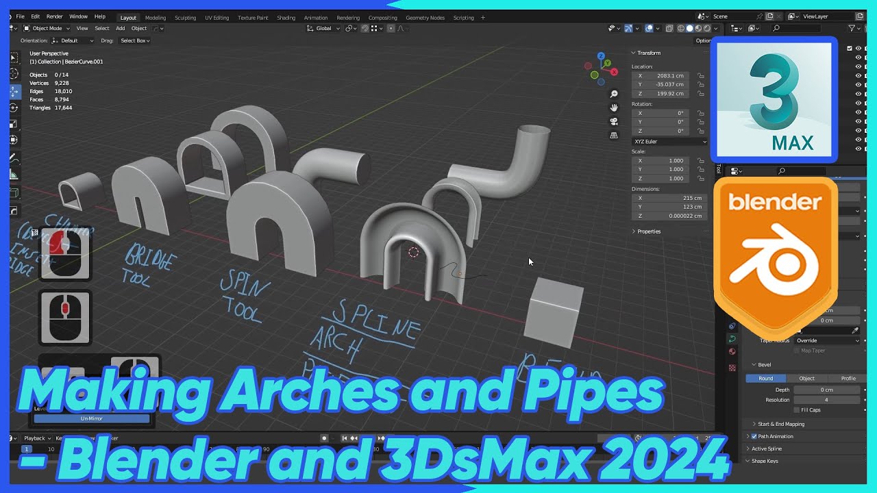 Making Arches and Pipes - Blender and 3DsMax 2024