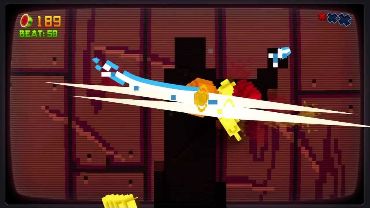 Fruit Ninja 8-Bit Cartridge DLC Xbox 360 Kinect 720P gameplay