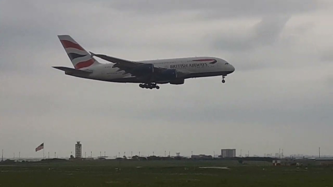 British Airways Airbus A380 at DFW Airport: May 4th, 2024. G-XLEI.