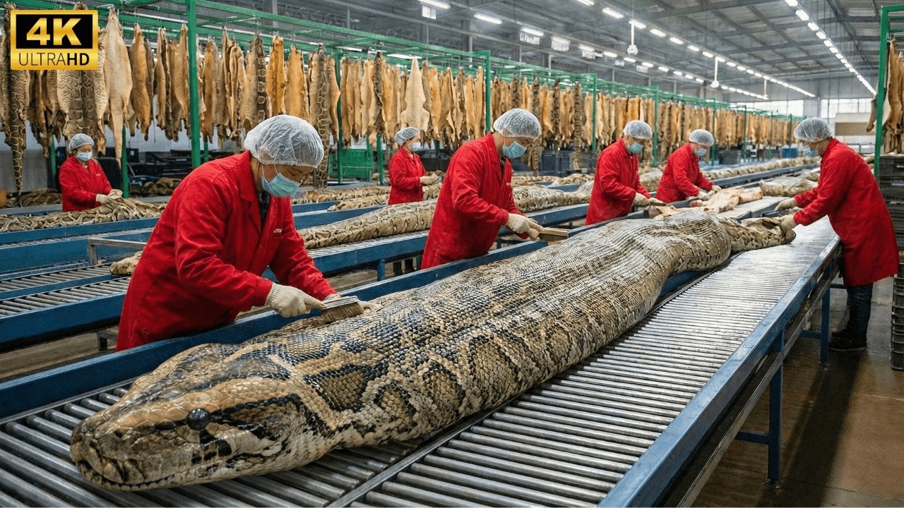 Inside the Snake-Leather Factory: From Giant Snake to Luxury Jacket (Full Process)