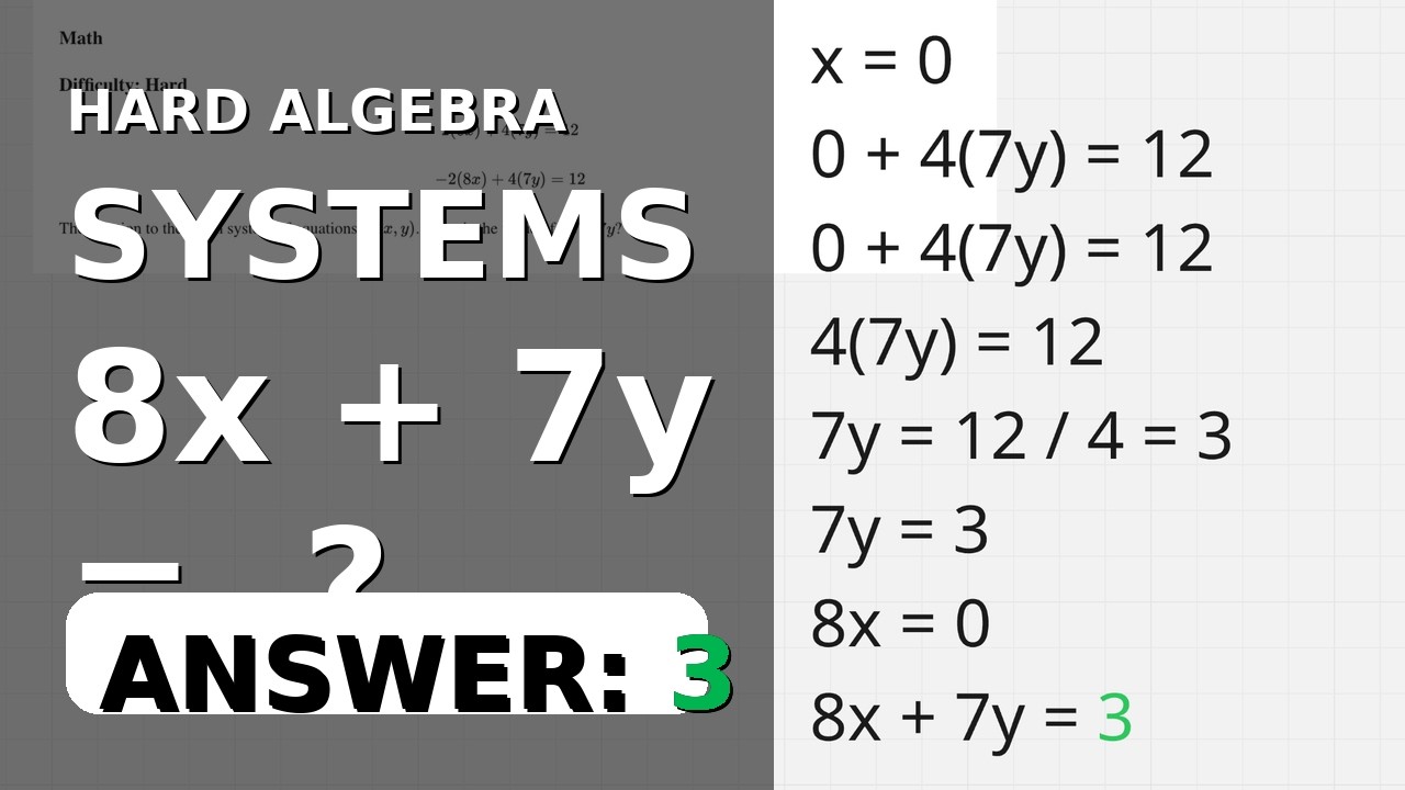 SAT Math - Hard Algebra System (Elimination Trick) | Find 8x + 7y Fast