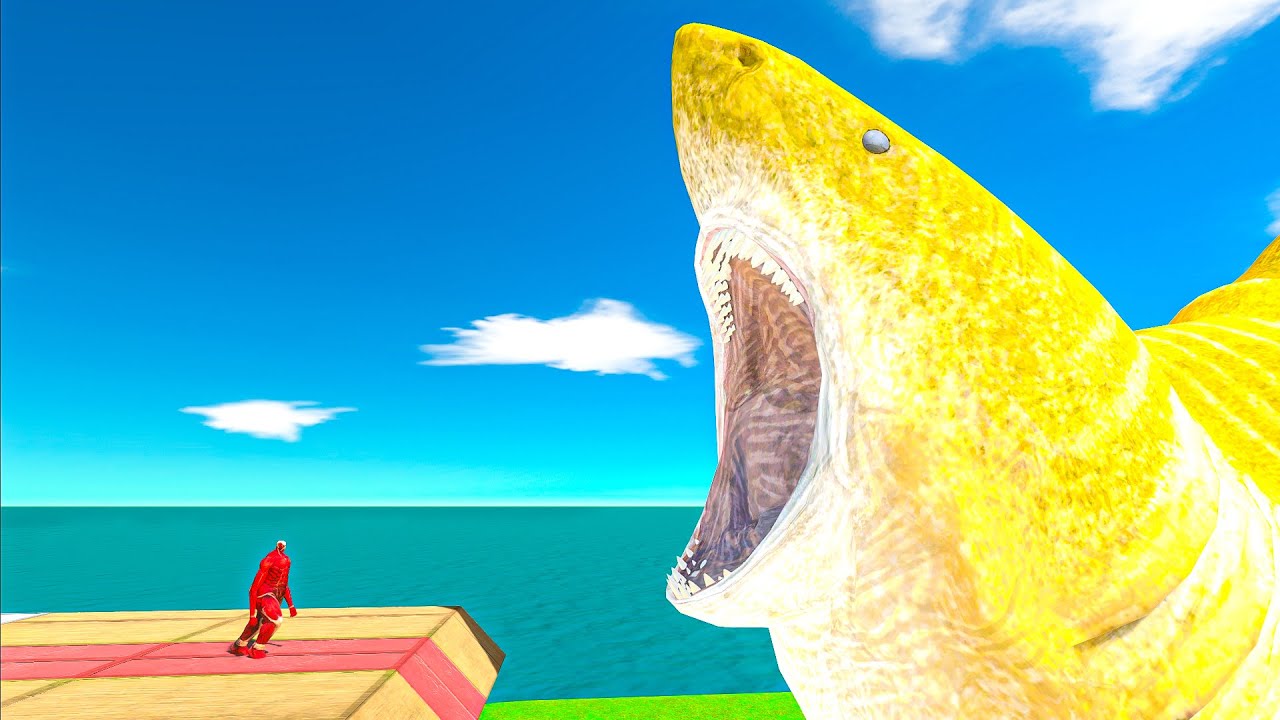 Big and Little Size vs YELLOW SHARK - Animal Revolt Battle Simulator