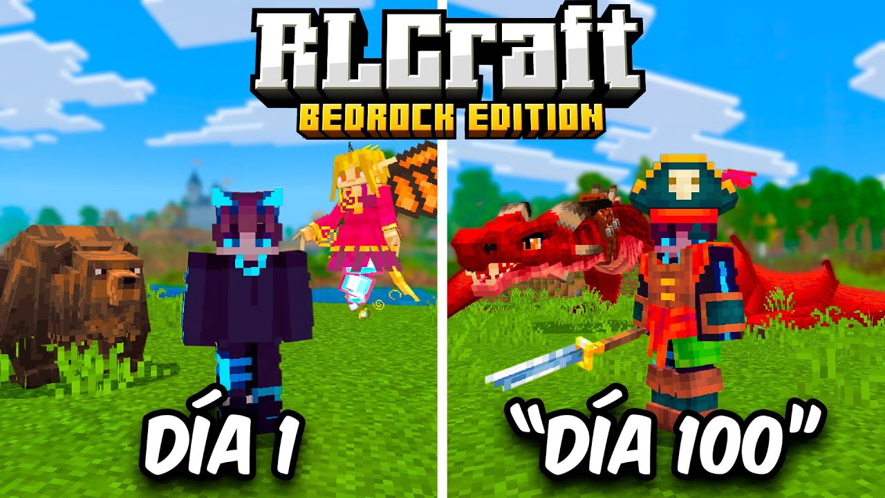 Intente Sobreviví 100 DÍAS en RLCraft Bedrock en Minecraft