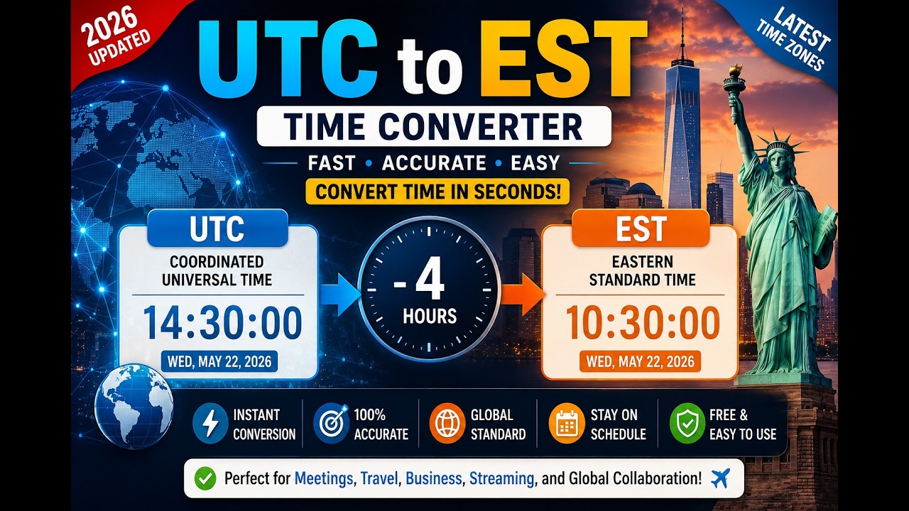 UTC to EST Converter 2026 | Fast, Accurate & Free Time Zone Conversion