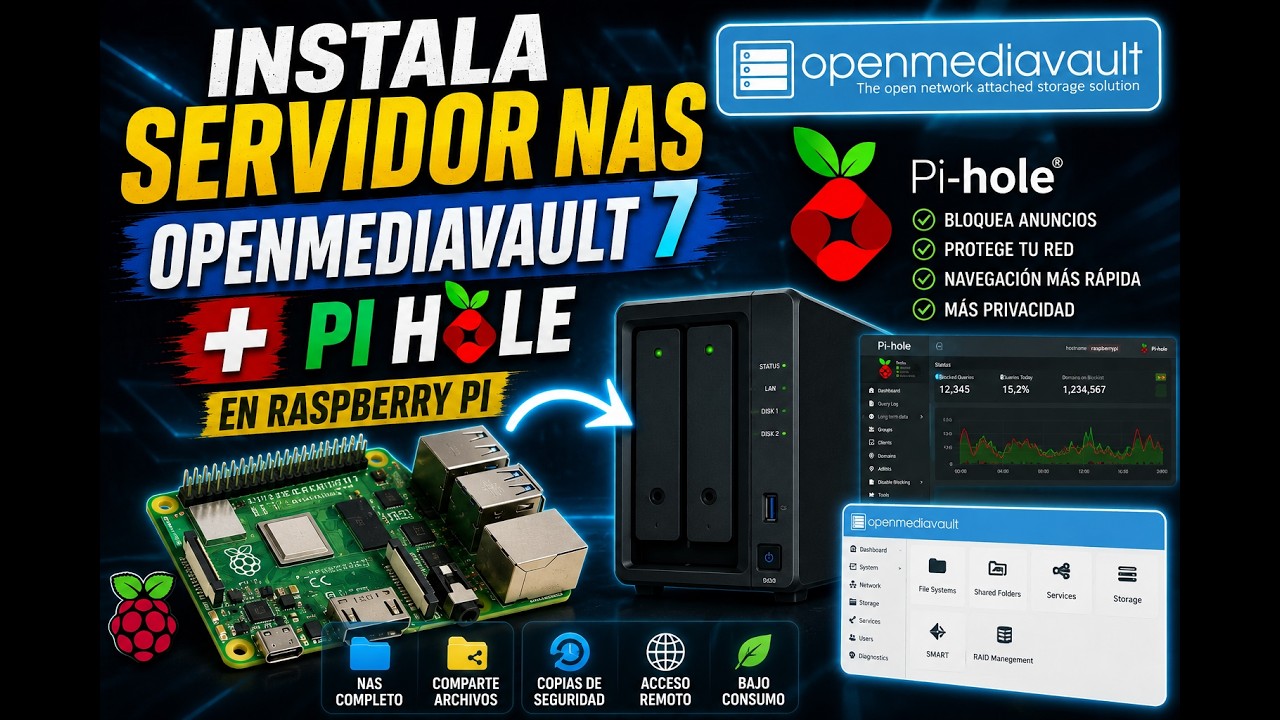 Instala servidor NAS openmediavault 7 + pi hole en raspberry pi
