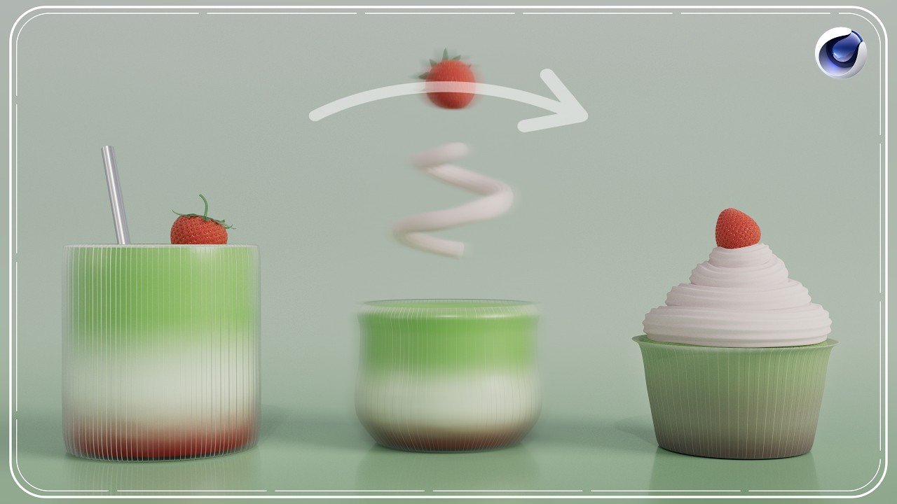C4D TUTORIAL - Product Morph (Matcha to Cupcake)