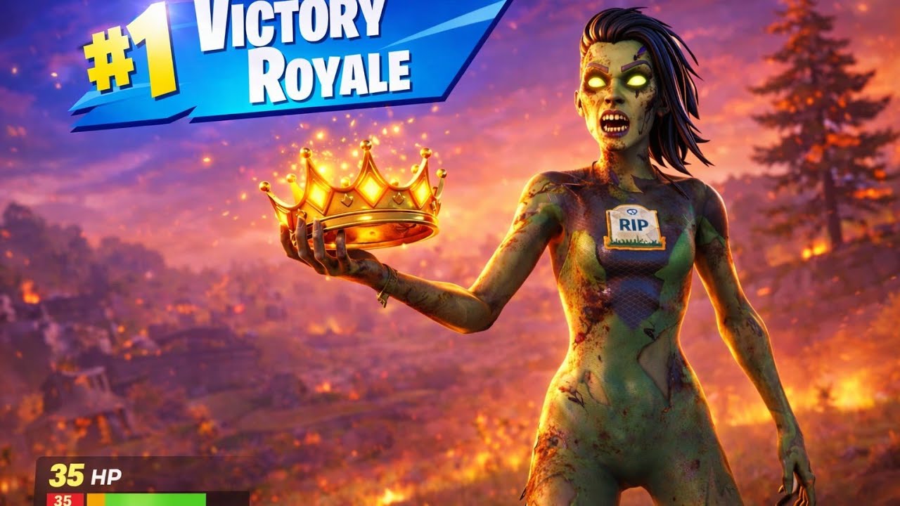 Fortnite ➡️Konec zápasu bez štítu, jen na HP 💀 13 killů a vybojovaná korunka 👑