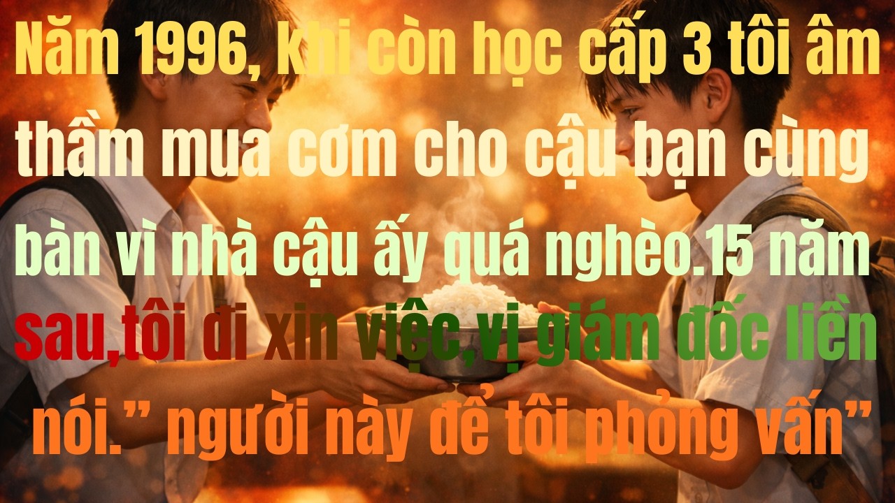 NĂM 1996 TÔI ÂM THẦM MUA CƠM CHO BẠN NGHÈO, 15 NĂM SAU CẬU ẤY TRỞ THÀNH GIÁM ĐỐC VÀ LÀM ĐIỀU KHÔNG