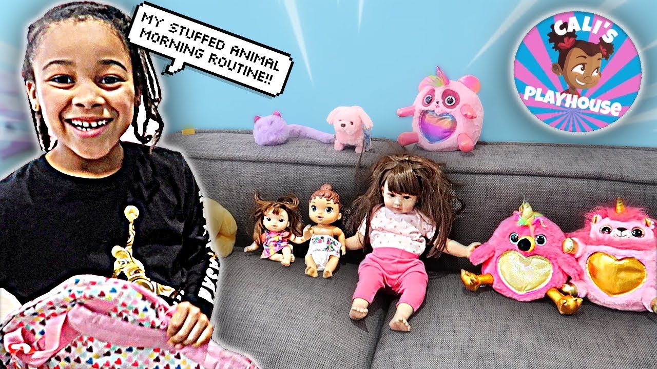 Stuffed Animals Morning Routine | Cali's Playhouse