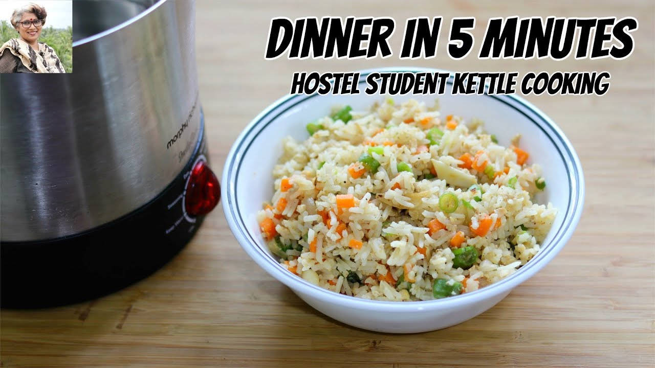 Dinner In 5 Minutes - Hostel Kettle Cooking - Healthy Egg Fried Rice - Student Weight loss Recipes