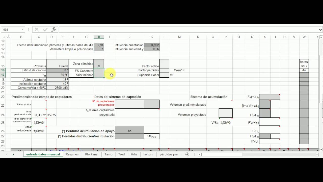 Video tutorial para dimensionamiento de una instalación solar térmica con f chart