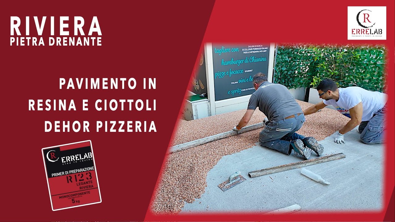 Pavimento in resina e ciottoli Errelab - Dehor Pizzeria Vip - Ivrea