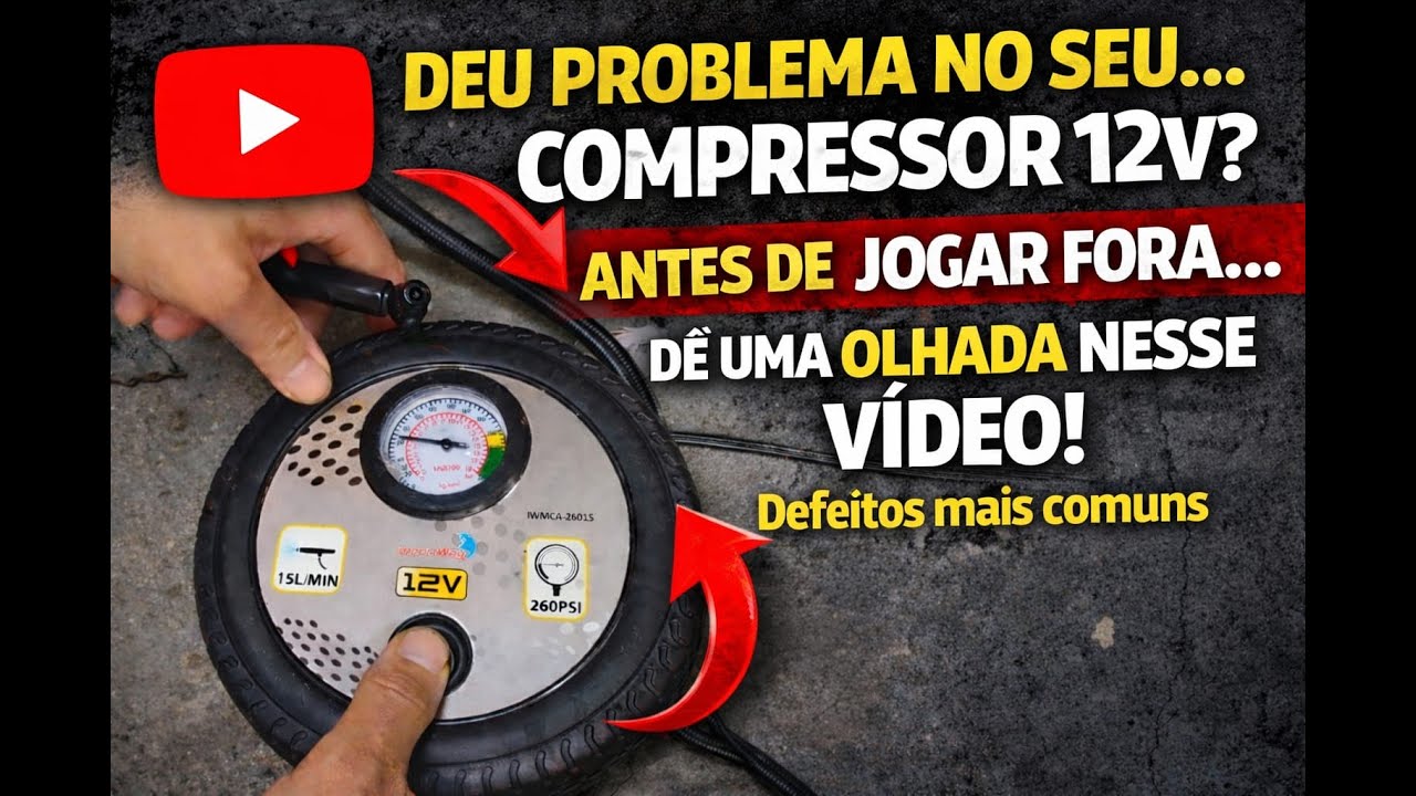 Calibrador de pneus 12V não enche mais? Como consertar (defeito comum)