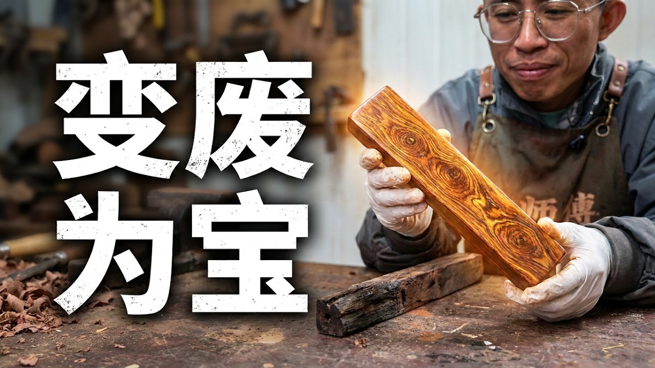 古玩街早市还是能淘到宝的，这不就淘到了两条黄花梨鬼眼老椅子拆料。做成镇尺，以另一种形式继续欣赏！#解压 #旧物改造 #黄花梨 #小叶紫檀 #文玩手串