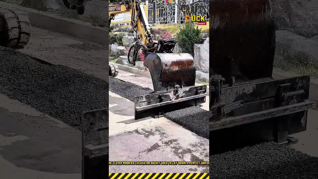 Mini Excavator Laying Smooth Black Asphalt #dailywork #work #excavator #AsphaltPaving #RoadRepair
