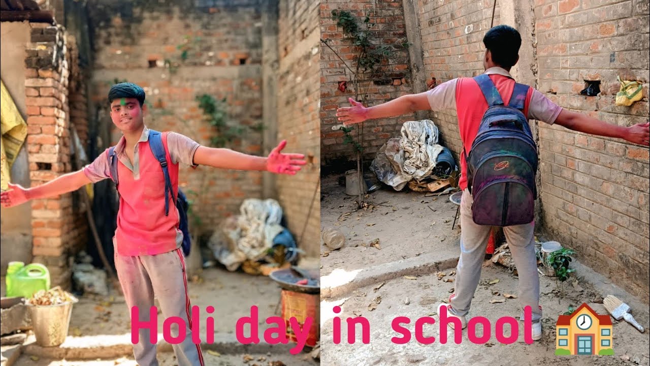 Aaj school me holi khel kr aai🌈 School Holi Vlog