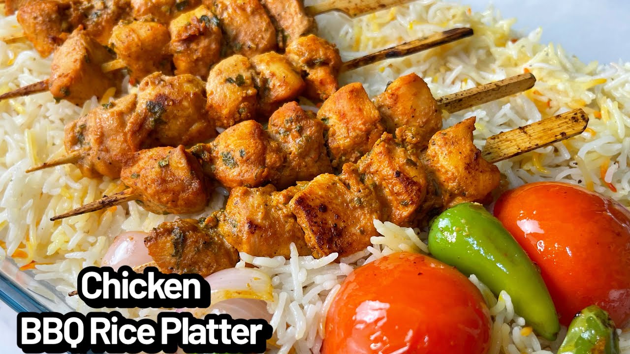 Chicken BBQ With Smoky Rice platterr Recipe By cooking with Sariya