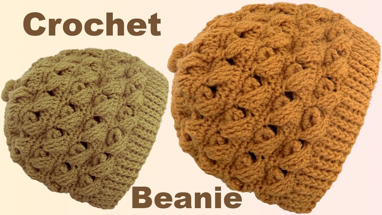 Gorro a Crochet en punto Entrecruzado en relieve 3D con cadenas tejido con ganchillo