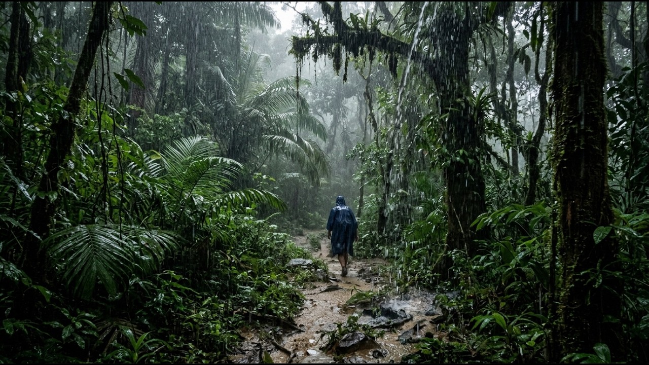 2 Hours Rain Forest  Sounds for Sleeping or Studying of Calming Rainstorm Sounds