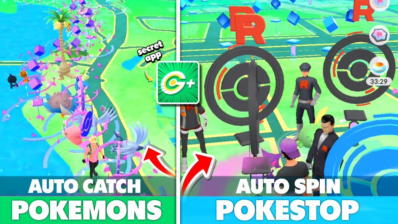 Easily Auto catch pokemons or Auto spin pokestops throw this 
