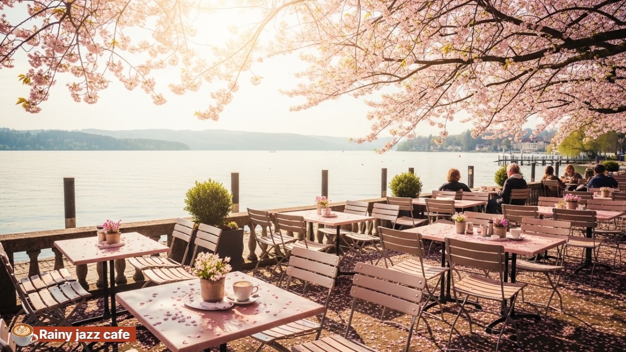 Spring Lakeside Café Jazz ☕ 유럽 호숫가 카페에서 듣는 편안한 음악 | Study & Relax | 집중력 높이는 음악