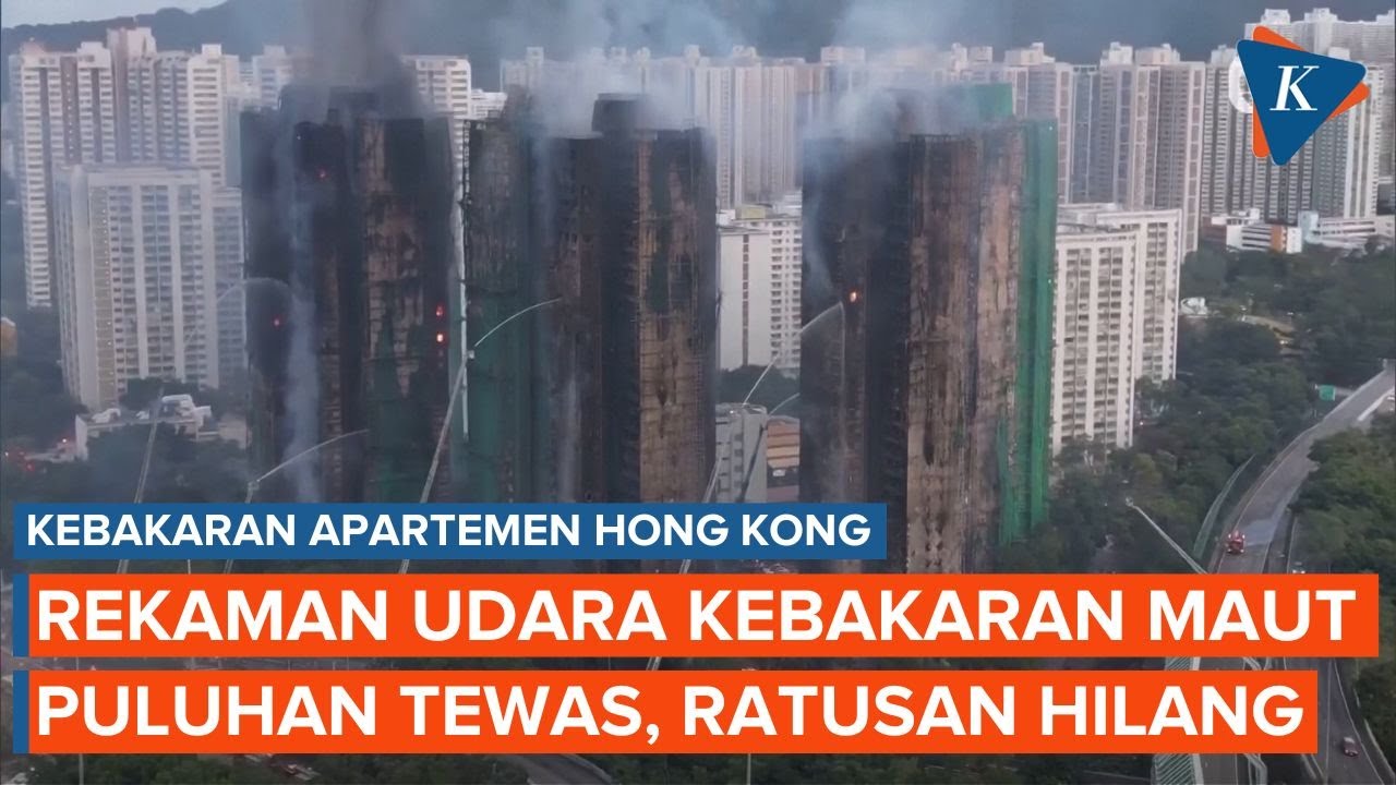 Rekaman Udara Kebakaran 7 Gedung Apartemen di Hong Kong