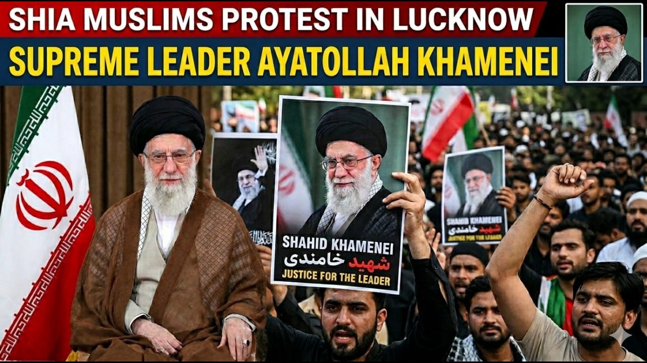 SHIA MUSLIMS PROTEST IN LUCKNOW OVER KILLING OF IRAN’S SUPREME LEADER AYATOLLAH KHAMENEI