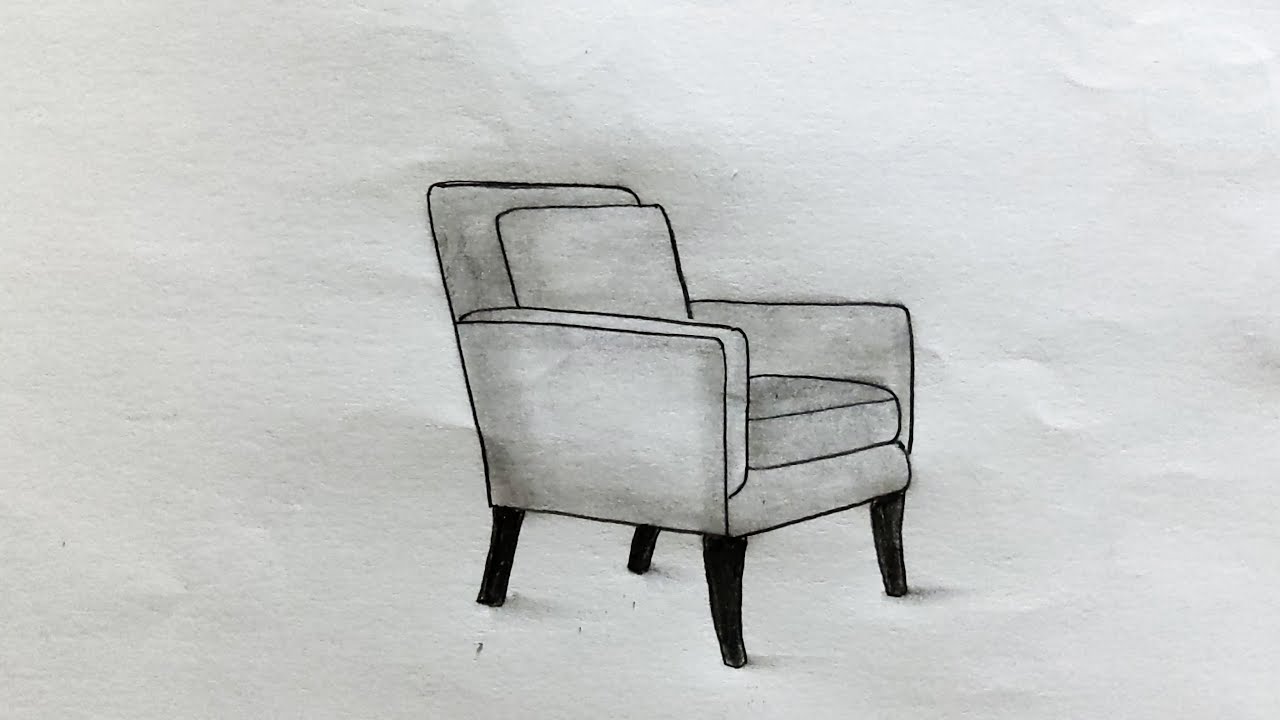 How to draw sofa chair - Easy chair drawing - Pencil drawing ideas - Sofa chair drawing tutorial
