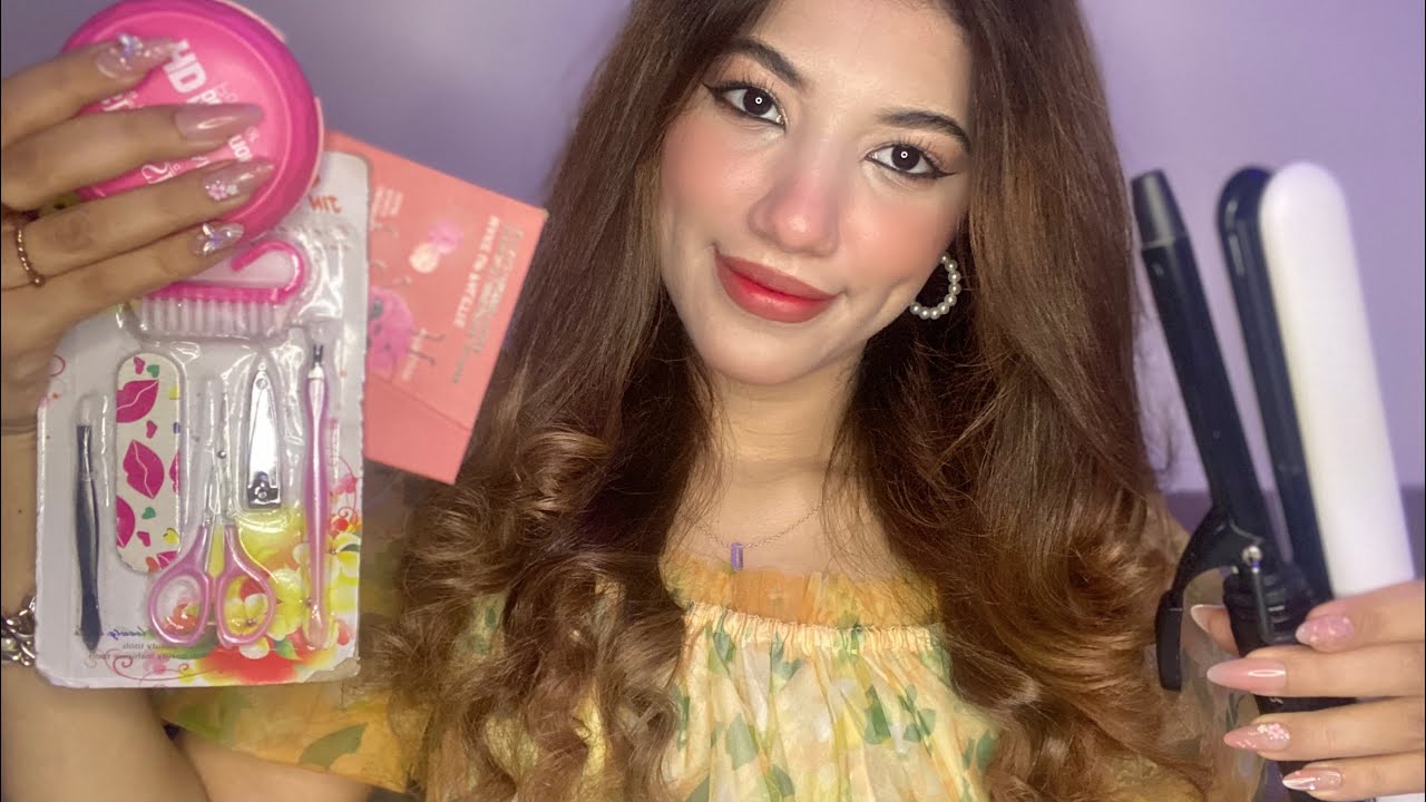 ASMR Salon🎀🍋🌼 Doing Your Nails 💅🏻/ Your Hair (Straightening + curling)💛/ Makeup💄) Fast & Aggressive