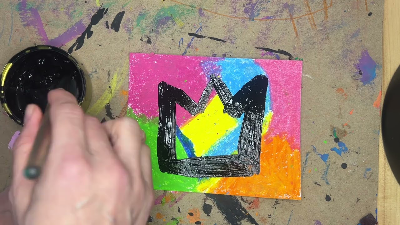 Scratch Art for elementary inspired by Basquiat