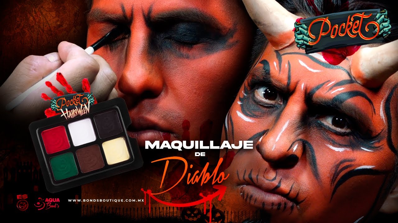 Pintacaritas Diablo 👹⎪Pocket Mate Halloween 🎃⎪Maquillaje de agua 🖌