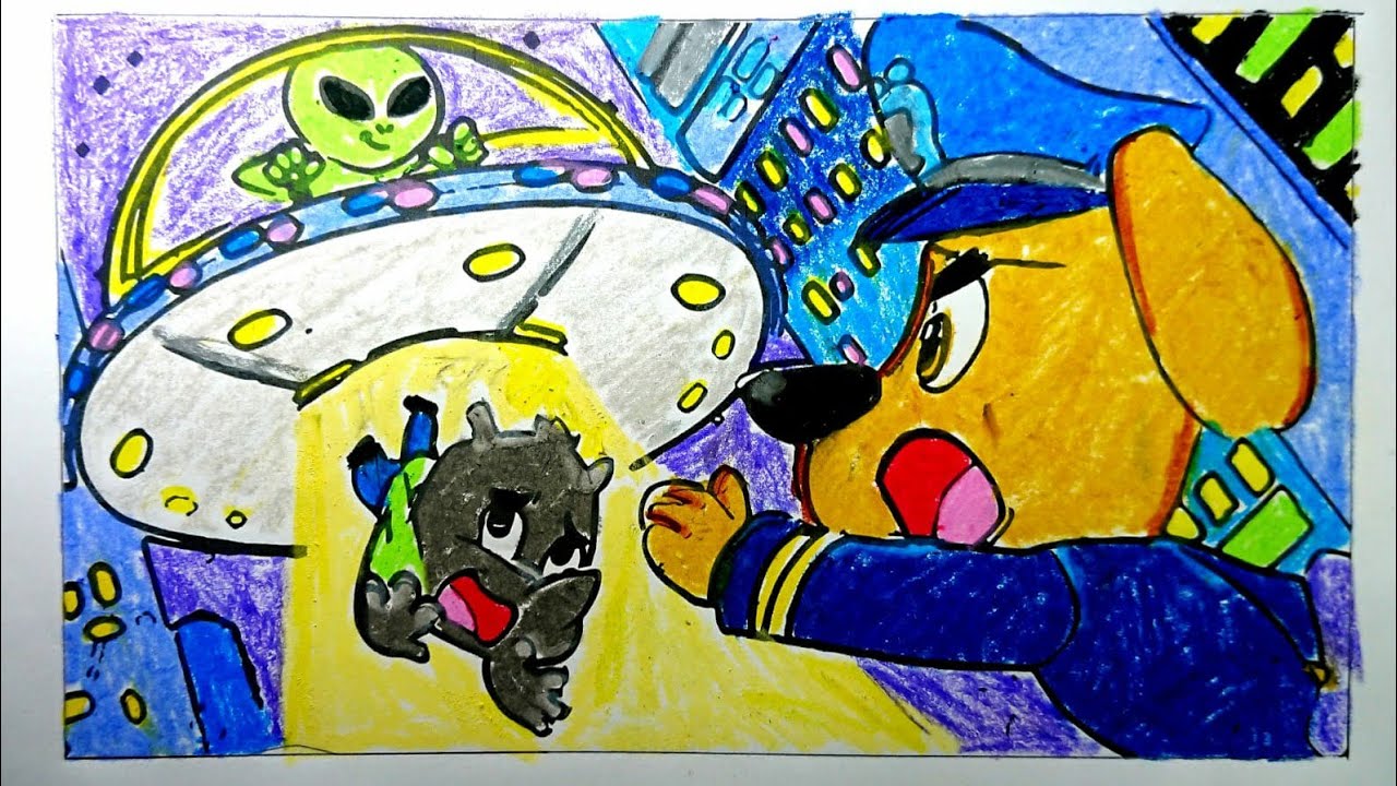 Sheriff Labrador Baby Rhino was taken by the Alien | Sheriff Labrador coloring story